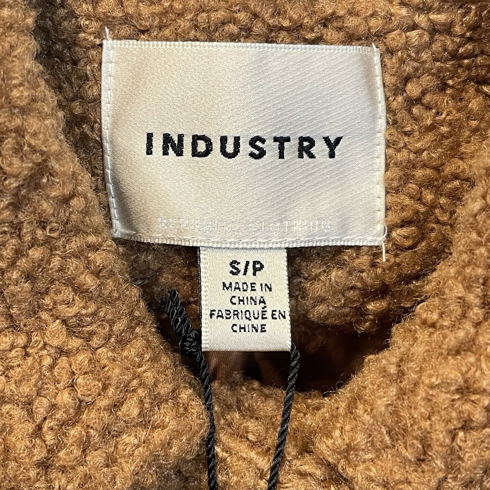 Industry Brown Bear Faux Fur Teddy Cropped Jacket Sherpa Shacket Small NWT - Picture 7 of 12